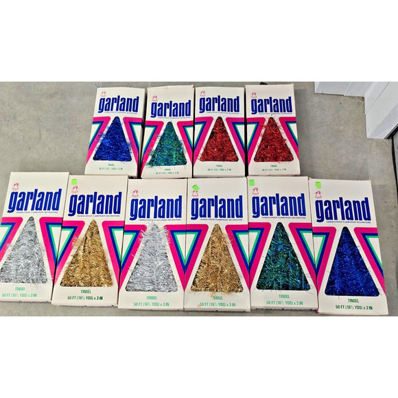 Vintage Tinsel Garland Christmas In Box Unused National Tinsel Co. Lot of 10 - Picture 1 of 7